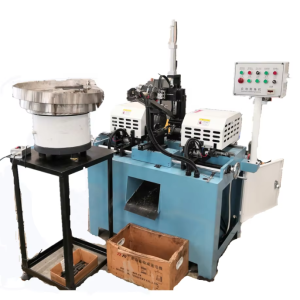 Automatic double head round rod pipe pneumatic stud bolt chamfering machine