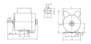 1 hp (0.75 kW) Air Compressor Motor 115/230V 5/8 Shaft