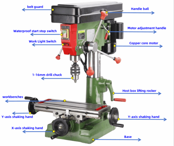 16mm Small M‌anual Drilling And Milling Machine SCJBMD Series - Image 2
