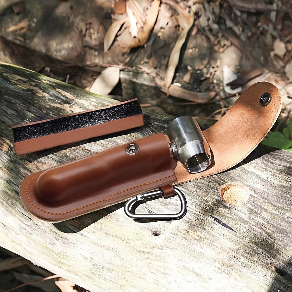 Bushcraft Gear Hand Auger Wood Drill,Made of Quality Hardened Oxidized Steel Materials Manual Hole Maker Multitool with Leather Case Camping Brown - Image 7