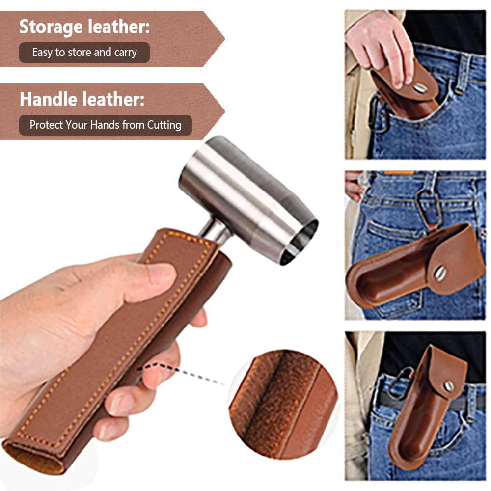 Bushcraft Gear Hand Auger Wood Drill,Made of Quality Hardened Oxidized Steel Materials Manual Hole Maker Multitool with Leather Case Camping Brown - Image 5